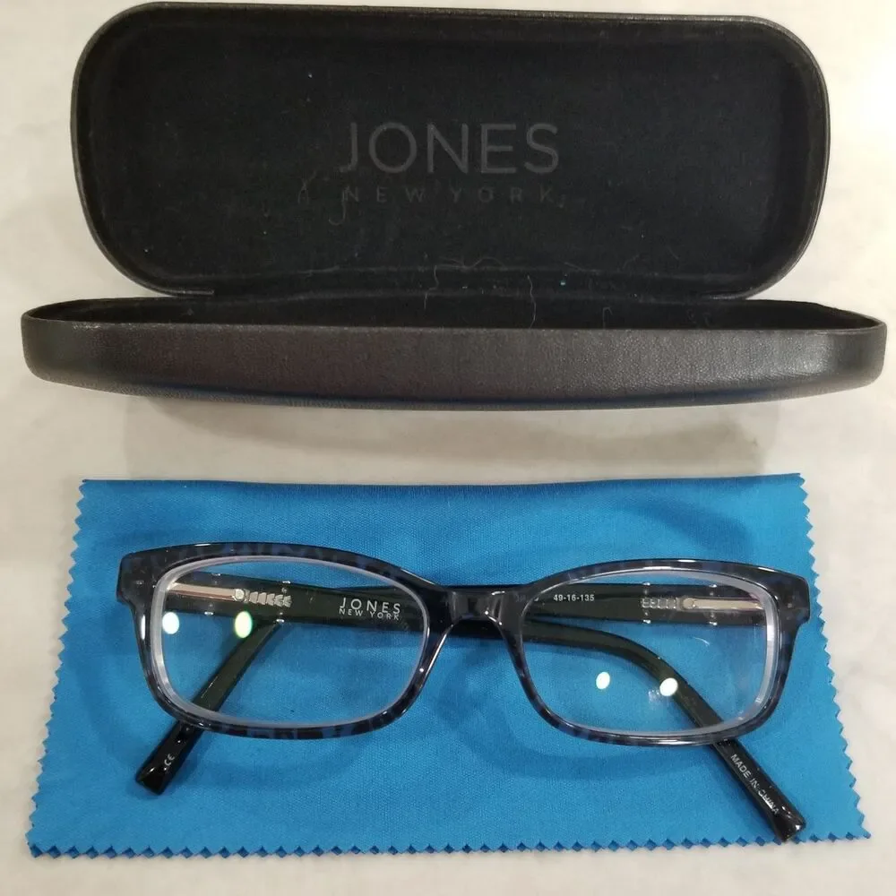 Jones New York J243 Eyeglasses Blue Leopard Frames Case Cloth frames only